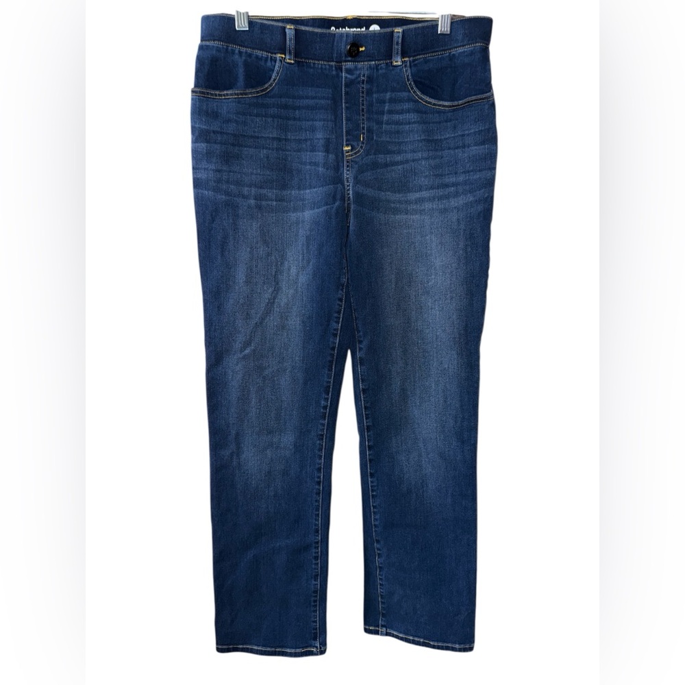 Betabrand Women’s Yoga Jeans Sz Large Petite Dark Blue Straight Leg W1536-DVI